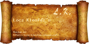 Locz Kleofás névjegykártya